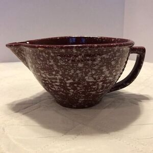 Vintage‎ Western Stoneware Pottery Blue Ribbed Mixing Batter Bowl 0917